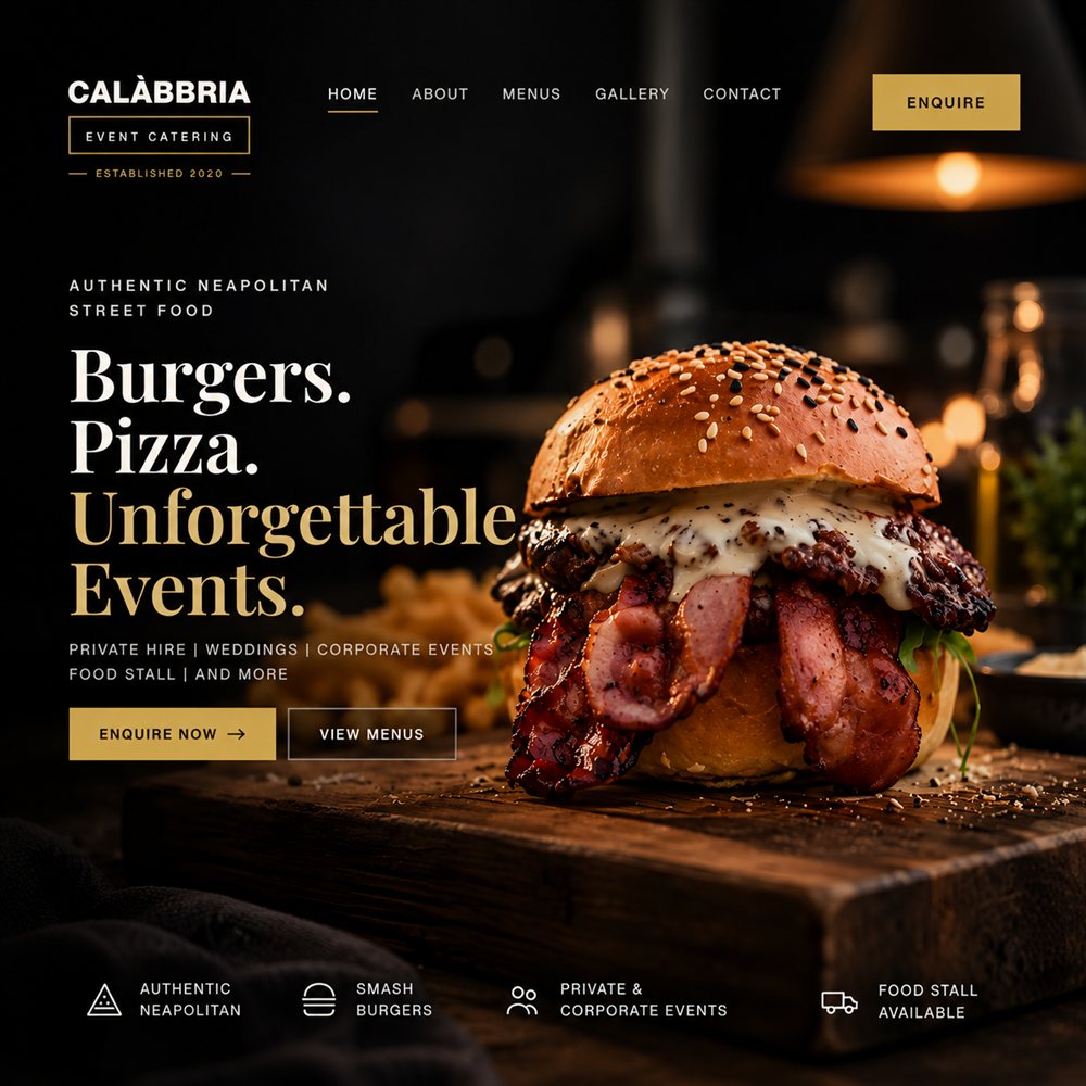 Calabbria Event Catering homepage screenshot