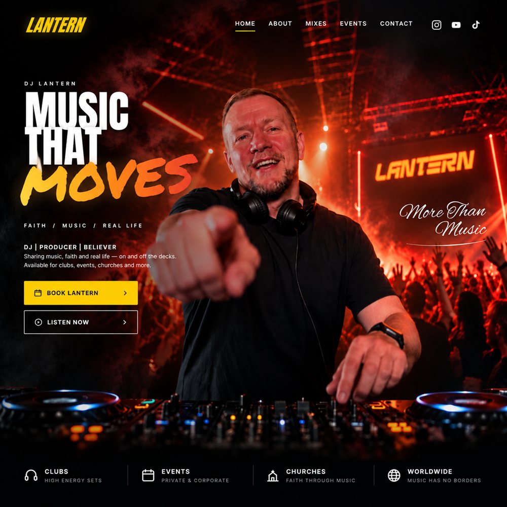 DJ Lantern homepage screenshot