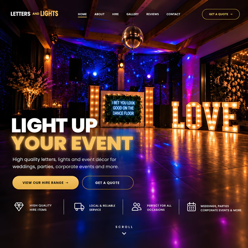Letters and Lights homepage screenshot