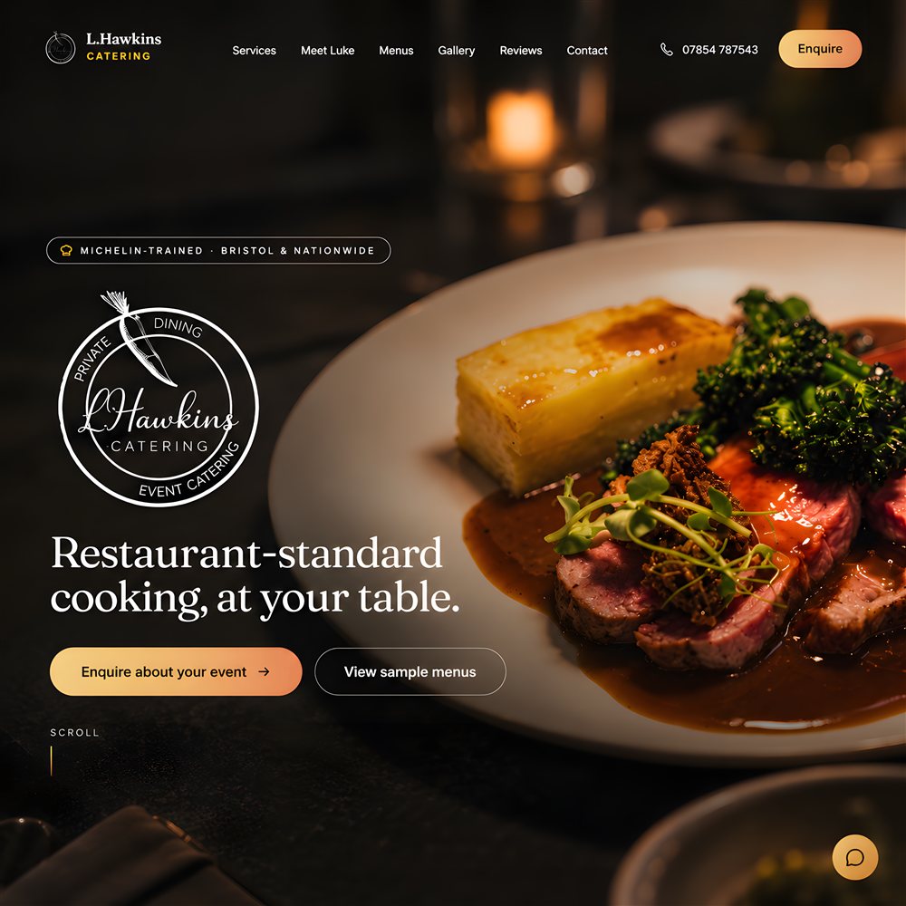 L.Hawkins Catering homepage screenshot